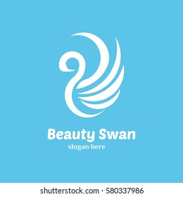 Swan Logo Design Template. Vector Illustration with flat style