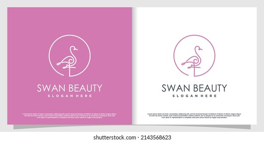 Swan logo design with unique line art concept Premium Vector