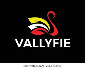 swan Logo Design Vektor. bunter Firmenlogo auf schwarzem Hintergrund