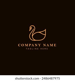 swan logo design vector icon illustration on black background, swan logo template