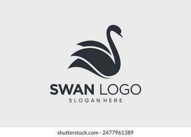 Swan logo design vector illustration abstract with creative idea