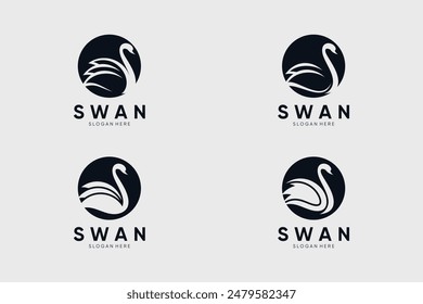 Swan logo design vector illustration abstract with creative idea
