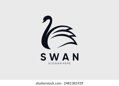 Ilustración vectorial abstracta del diseño del logotipo del cisne con la idea creativa