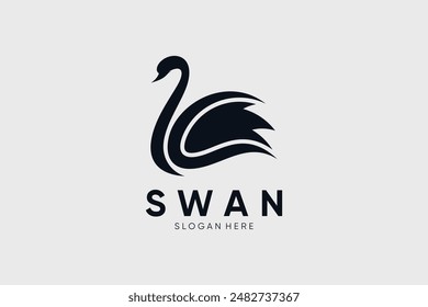 Swan logo design vector illustration abstract with creative idea