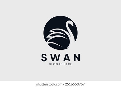 Ilustración vectorial de diseño de logotipo de cisne con idea creativa
