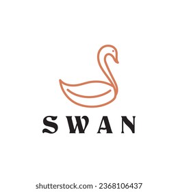 Swan Logo design vector template Linear style. Outline Swan Bird Logotype Jewelry Fashion concept. Vector illustration.