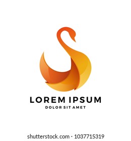 swan logo flame 3d gradient vector download