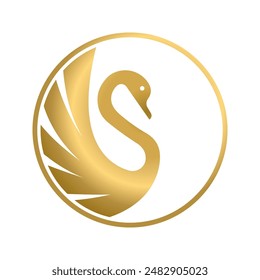 swan logo. golden swan logo icon design.