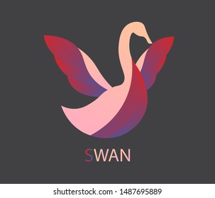 swan logo gradient color on isolate background