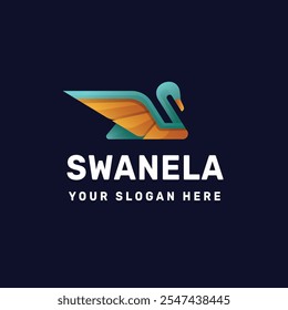 Swan logo gradient colorful vector icon illustration