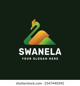 Swan logo gradient colorful vector icon illustration