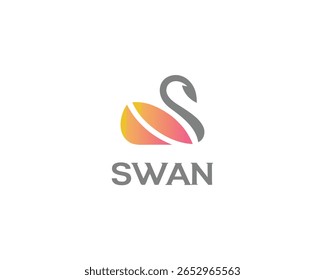 Logotipo del cisne con las alas del degradado