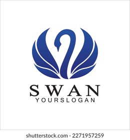 Swan logo icon design template- vector illustration