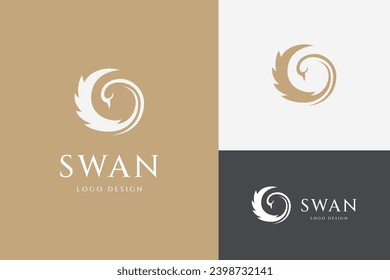 Swan logo icon. Flat vector illustration. for business cosmetic template