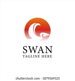 swan logo icon outline in trendy hipster vintage decoration classic style illustration
