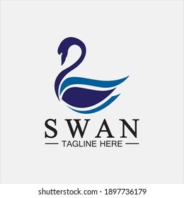 Swan logo icon vector illustration  design template.elegant Flying swan bird logo
