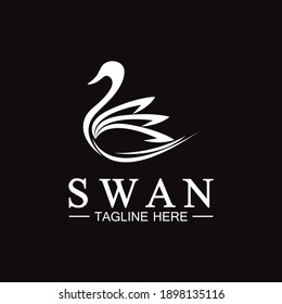 Swan logo icon vector illustration  design template.elegant Flying swan bird logo