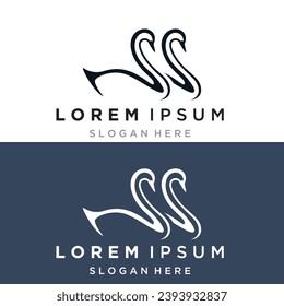 Swan logo icon vector illustration  design template.elegant Flying swan bird logo