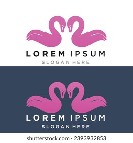 Swan logo icon vector illustration  design template.elegant Flying swan bird logo