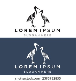Símbolo del logotipo icono de la imagen vectorial plantilla de diseño.elegante logotipo de ave cisne voladora