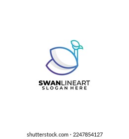 swan logo line art design gradient color