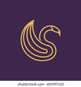 swan logo line art modern logo icon