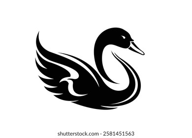 Swan logo, modern and abstract vector goose or duck icon. Vector silhouette of an elegant swan.