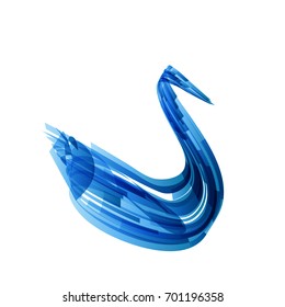 Swan logo on white in technology style, vector