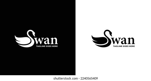 Swan logo set design vector