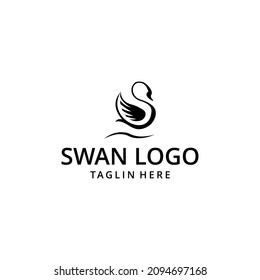 Swan logo silhouette illustration vector design - Shutterstock ID 2094697168