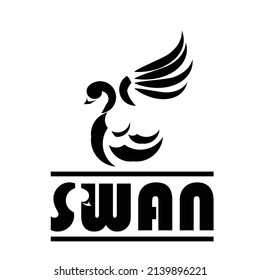Swan logo simple creative Template icon with negative space