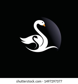 Swan logo simple icon template vector illustration creative design