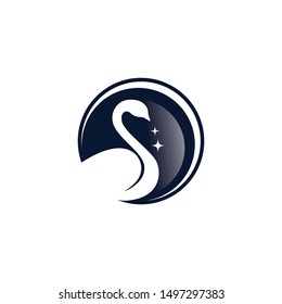 Swan logo simple icon template vector illustration creative design