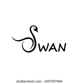 Swan logo simple icon template vector illustration creative design