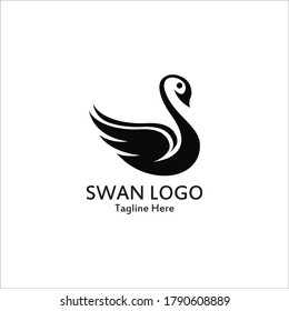 Logo de Swan plantilla de icono simple ilustración vectorial diseño creativo