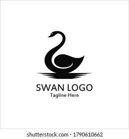 Swan logo simple icon template vector illustration creative design