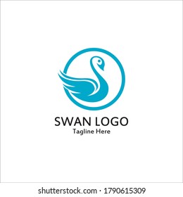 Swan logo simple icon template vector illustration creative design