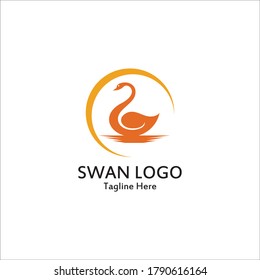 Swan logo simple icon template vector illustration creative design