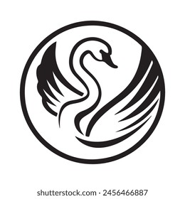 Swan Logo Simple Icon Template Vector Illustration Creative Design Stock Illustration