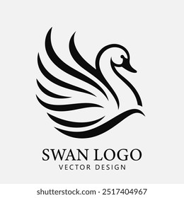 Logotipo del cisne. Cisne nadador. Silueta negra. Ilustración vectorial