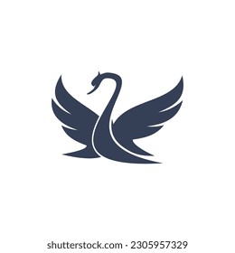 Swan logo symbol. Swan with circle line icon. Modern luxury brand element sign. Suitable for your design need, logo, illustration, animation, etc.
