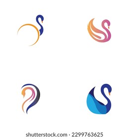 Swan logo and symbol set images illustration design