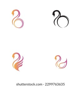 Swan logo and symbol set images illustration design