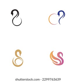 Swan logo and symbol set images illustration design
