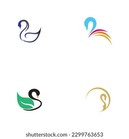 Swan logo and symbol set images illustration design