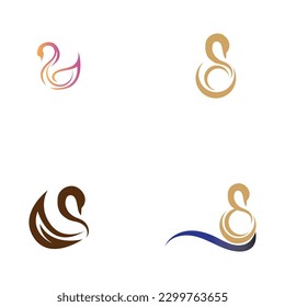 Swan logo and symbol set images illustration design
