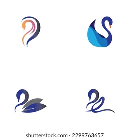 Swan logo and symbol set images illustration design