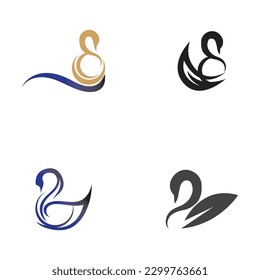 Swan logo and symbol set images illustration design