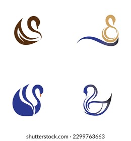 Swan logo and symbol set images illustration design