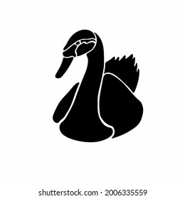 Swan Logo Symbol. Stencil Design. Tattoo Vector Illustration.
